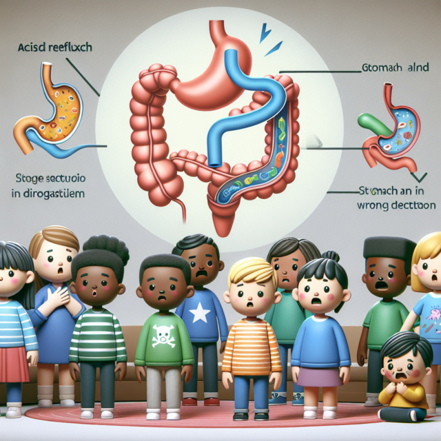 Child experiencing symptoms of acid reflux with a parent providing care Parent comforting child showing signs of acid reflux, illustrating common symptoms and care for pediatric acid reflux.