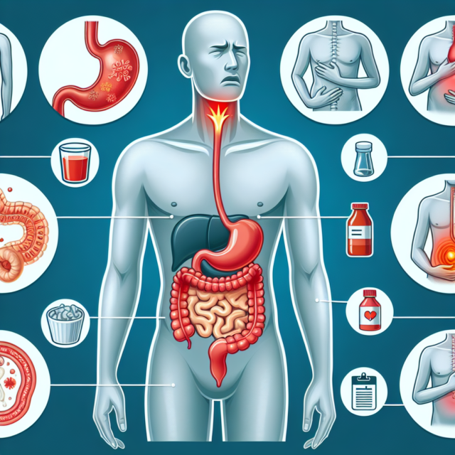 Common Symptoms of Acid Reflux Illustration showing common symptoms of acid reflux, including heartburn, chest pain, and regurgitation.
