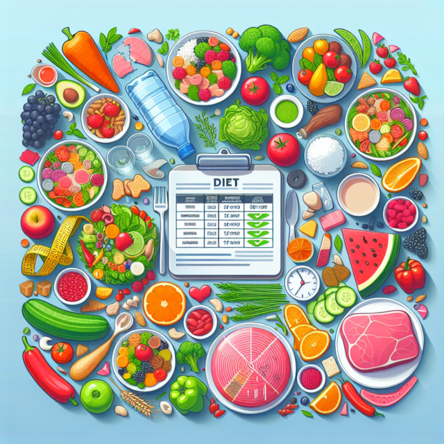 Illustration of effective diet strategies for managing obesity, including healthy meals and portion control.