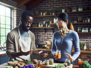 Natural Remedies for Fibromyalgia: Holistic Ways to Manage Pain and Boost Energy A couple with food in serene setting to manage fibromyalgia symptoms.