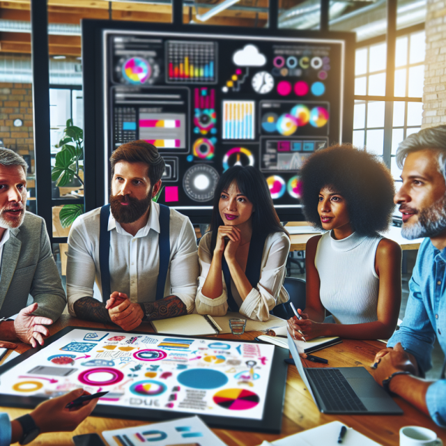 Pharma marketers brainstorming healthcare advertising strategies on digital platforms.