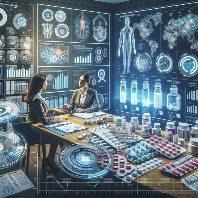 Pharma marketing executive reviewing innovative digital strategies.