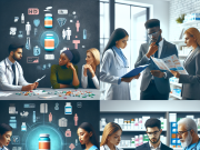 Marketing Pharma: Proven Strategies to Stay Ahead in a Competitive Industry Pharma marketing executives discussing strategy on a digital board.