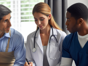 Understanding Prostate Cancer: Early Detection, Treatment Options, and Living Well After Diagnosis Doctor explaining prostate cancer treatment to a patient and caregiver during a consultation.