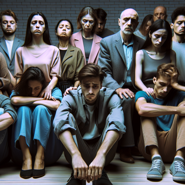 A group sitting alone, symbolizing symptoms of depression.