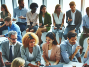 Content Marketing Campaigns: How Pharma Brands Engage HCPs & Patients A pharma marketing executive reviewing a content marketing campaign strategy on a digital screen.