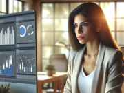 Pharma Digital Marketing: Strategies to Boost Engagement and Drive ROI for Pharma Brands A marketing executive reviewing pharma digital marketing performance metrics on a laptop.