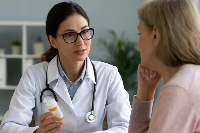Doctor speaking with patient about medication for acid reflux