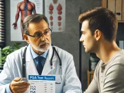 Prostate Cancer Screening: When and How Often Should You Get Tested? Doctor discussing PSA test results with a patient during a prostate cancer screening consultation.