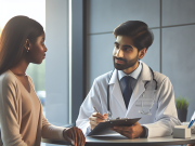 Causes of Obesity: How It Increases Diabetes Risk A doctor discussing health and wellness strategies with a patient using a digital screen in a medical office.