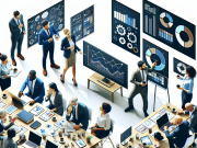 Understanding Landing Page Optimization in Pharma Marketing Pharma marketers reviewing conversion rates on a digital dashboard.