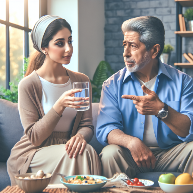 Doctor explaining acid reflux and heartburn to a patient in clinic