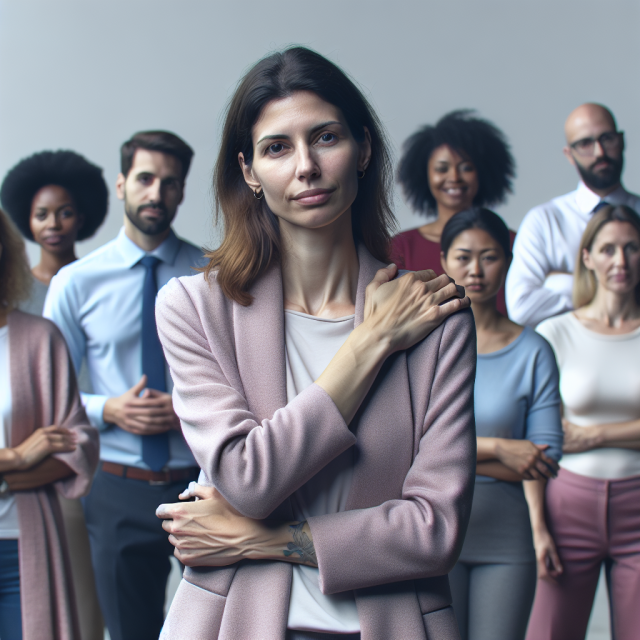 A person holding their neck in discomfort, symbolizing the chronic pain associated with fibromyalgia.