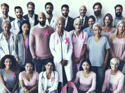 Breast Cancer: Early Signs, Risk Factors, and Prevention Tips A supportive group wearing pink ribbons, promoting breast cancer awareness and solidarity.