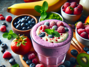 Weight Loss and Smoothies: Can Sipping Your Way to Health Really Work? Glass of berry smoothie on a table with fresh ingredients for weight loss