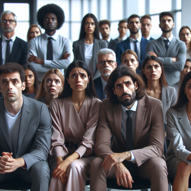 Concerned Pharma Marketing Executives in Discussion Concerned pharma marketing executives meeting in an office.