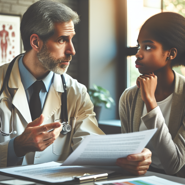 Doctor Discussing Chronic Illness with Patient Doctor talking with patient about chronic illness care.