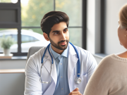 Diabetes and Obesity: A Deadly Combination A physician reviewing a patient's health plan for diabetes and weight management.