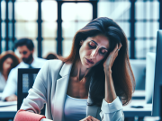 Living with Chronic Pain: Effective Strategies for Managing Daily Life and Improving Well-Being A woman at work experiencing chronic pain, showing signs of discomfort while managing her job responsibilities.