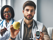 SGLT-2 Inhibitors: Revolutionizing Diabetes Treatment and Cardiovascular Health Clinician holding a blood sugar monitor while discussing diabetes management strategies.