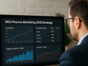 Pharma Marketing Trends Your Competitors Are Following Marketing professional analyzing SEO performance for pharma brands