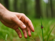 Understanding Lyme Disease Causes: Risk Factors, Transmission, and Myths Blacklegged tick crawling on human skin, linked to Lyme disease causes