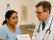 Kidney Disease and the Link with Diabetes Diabetic patient receiving kidney function check-up from a clinician.