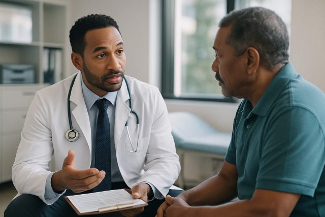 Doctor discussing HIV treatment to improve survival rates in 2025.