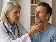 What Are LADA Symptoms? Healthcare provider demonstrating blood glucose monitoring to adult diabetes patient