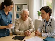 Understanding the Challenges of Alzheimer’s Care for Diabetes Patients Doctor, patient, and caregiver discussing Alzheimer’s and diabetes care strategy in a clinical setting.