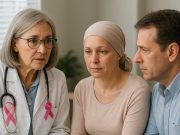 Breast Cancer Awareness for Families and Caregivers Doctor, patient, and caregiver discussing breast cancer awareness and care planning