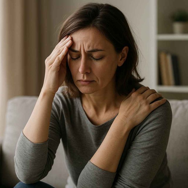 Person meditating to cope with chronic pain and emotional stress.