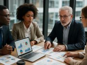 Why Pharma’s Digital Ad Spend Will Surge Amid Tariff Fears and TV Ad Uncertainty Group of professionals reviewing pharma digital ad performance reports