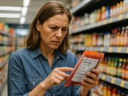 What Would a U.S. Food Dye Ban Mean for Your Health and Diet? Shopper reviewing packaged food label to check for food dyes