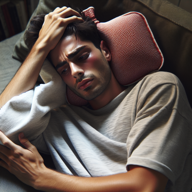 Man frustrated by discussing chronic pain management strategies.