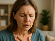 Stop Ignoring these Symptoms of Acid Reflux Man holding his chest and throat due to acid reflux symptoms