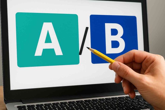 Team reviewing pharma ad performance using A/B testing tools in 2025