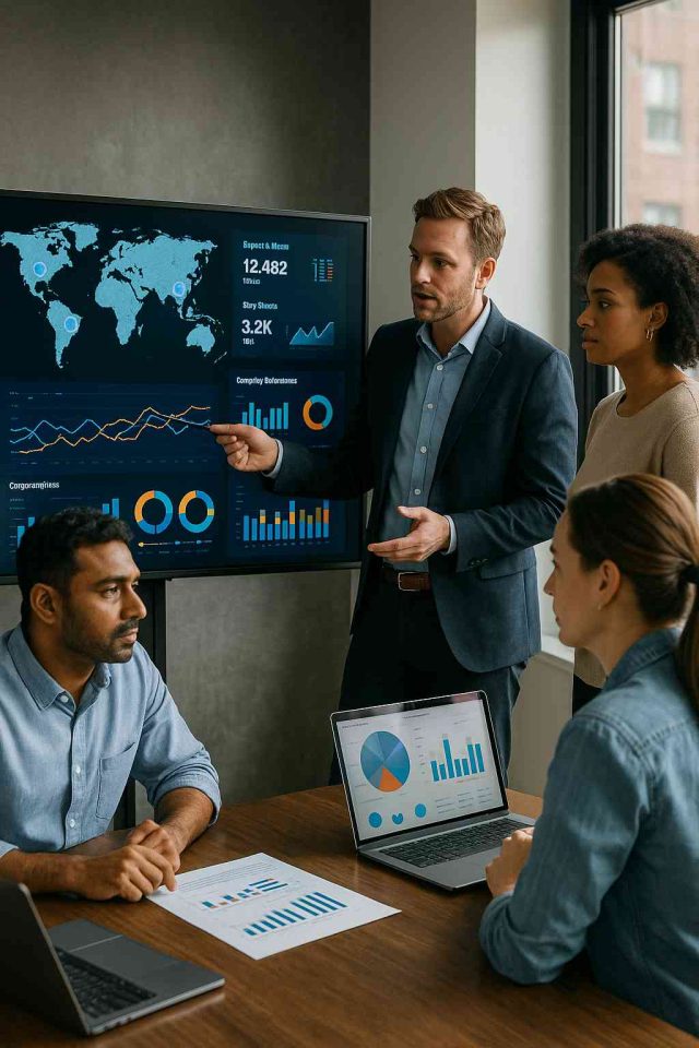 Pharma team using AI tools for content and engagement planning in 2025