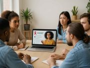 Advances in Aids Education Diverse young adults attending a virtual workshop on Aids Education.