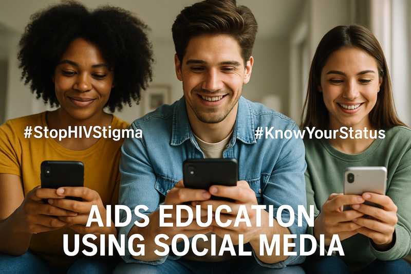 aids-education-social-media-campaign Young adults using social media for AIDS education and awareness campaigns.