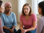 Breast Cancer Coping Strategies: Support, Side Effects & Strength Women in breast cancer support group talking and listening with care