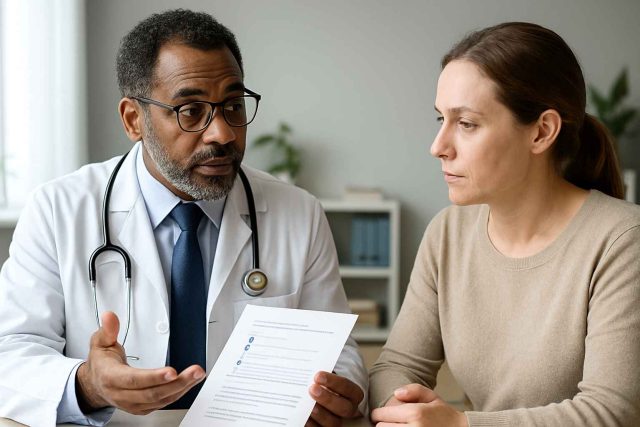 Doctor discussing HIV prevention strategies with a patient.