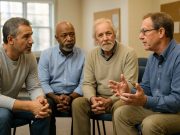 HealingWell Prostate Health: Tips, Treatments & Support Men in a group support meeting for prostate health and treatment discussion