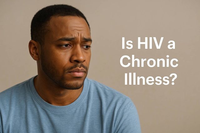 Person managing HIV as a chronic illness with medication and lifestyle planning.