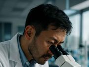 HIV Cure Research Breakthroughs: Where Are We in 2025? Scientist using microscope in lab conducting HIV cure research