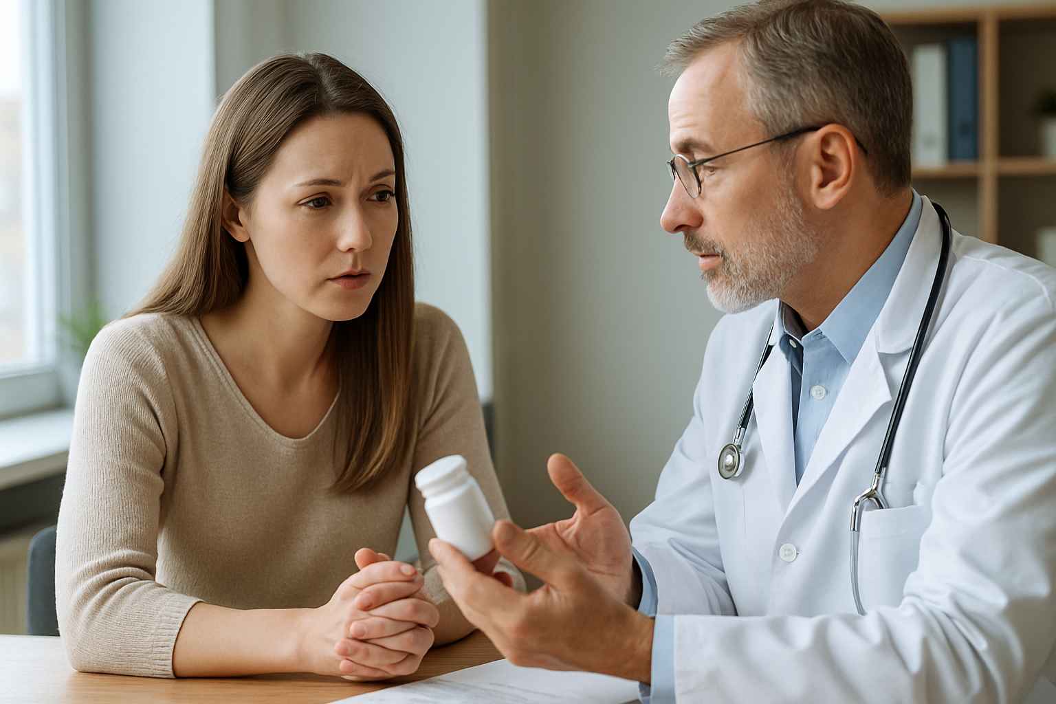 Patient Discussing Anxiety Medication with Doctor Patient consulting doctor about best medication for anxiety in 2025