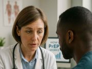 How does PrEP work? Doctor showing a patient how PrEP works with charts and medication visuals during a consultation