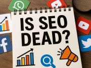 Is SEO Dead? Find Out How It Is Evolving and Including More Channels Marketer looking at AI search optimization metrics on a digital screen.