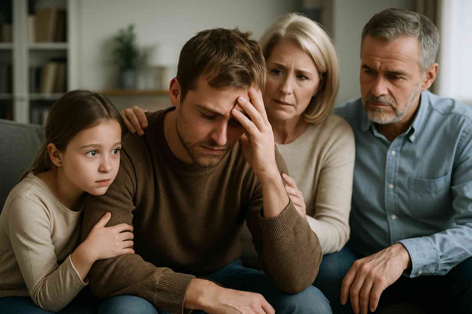 living-with-depression-family-support.jpg Family comforting a loved one living with depression
