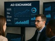 What is a Pharma Ad Exchange? Pharma marketers analyzing ad exchange dashboard on digital screens